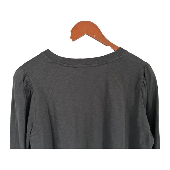 VERONICA BEARD Mason Baseball Tee Top Puff Sleeves Gray Brown Crewneck - Picture 8 of 11